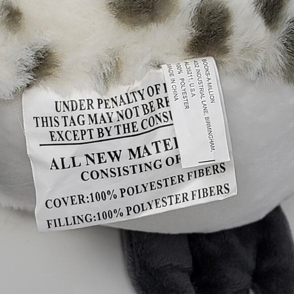 Snowy Owl Plush White Grey Spots Gold Glitter Eyes Books a Million Appx 13 inch - Picture 3 of 9